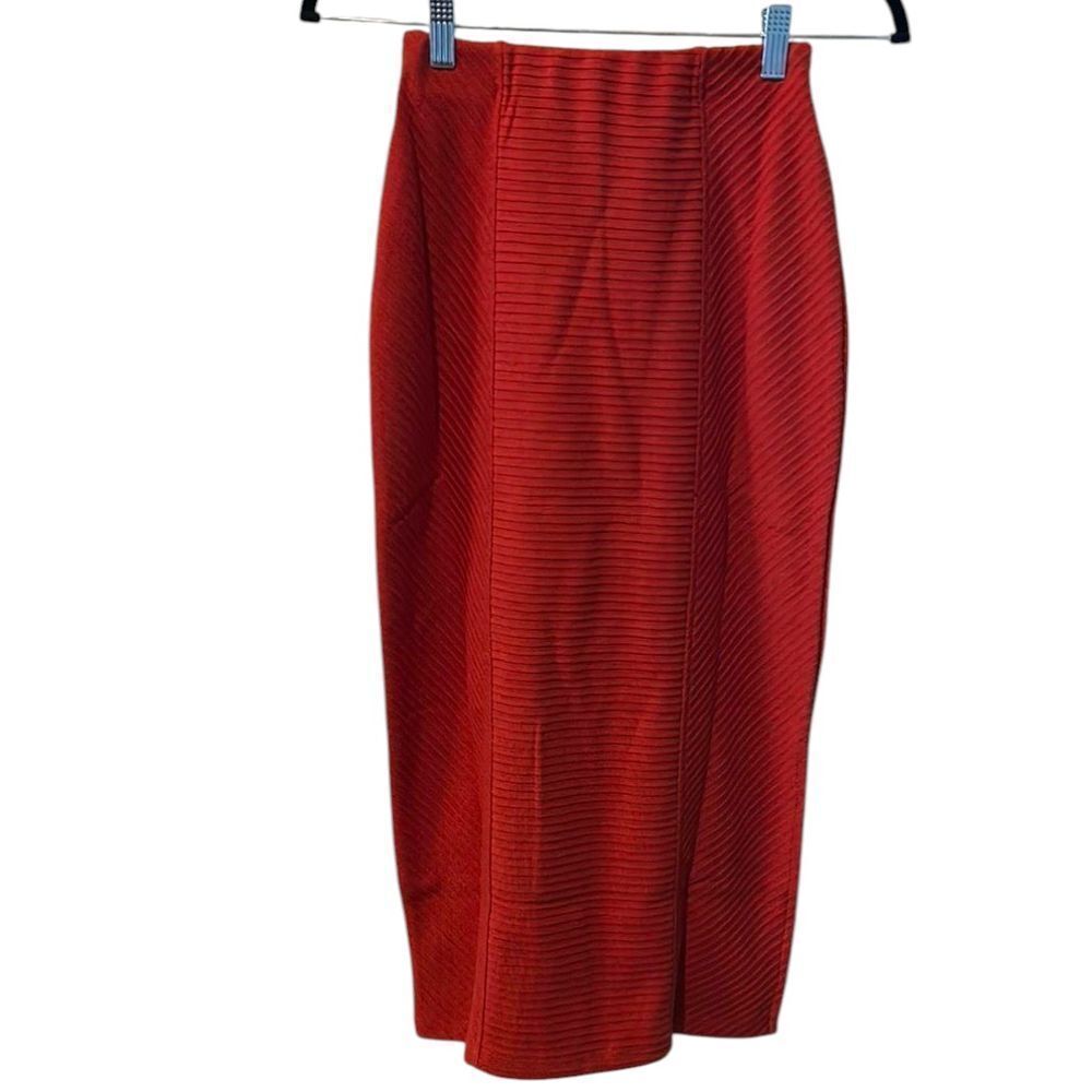 Band of the Free Ribbed Knit Orange Midi Skirt XS